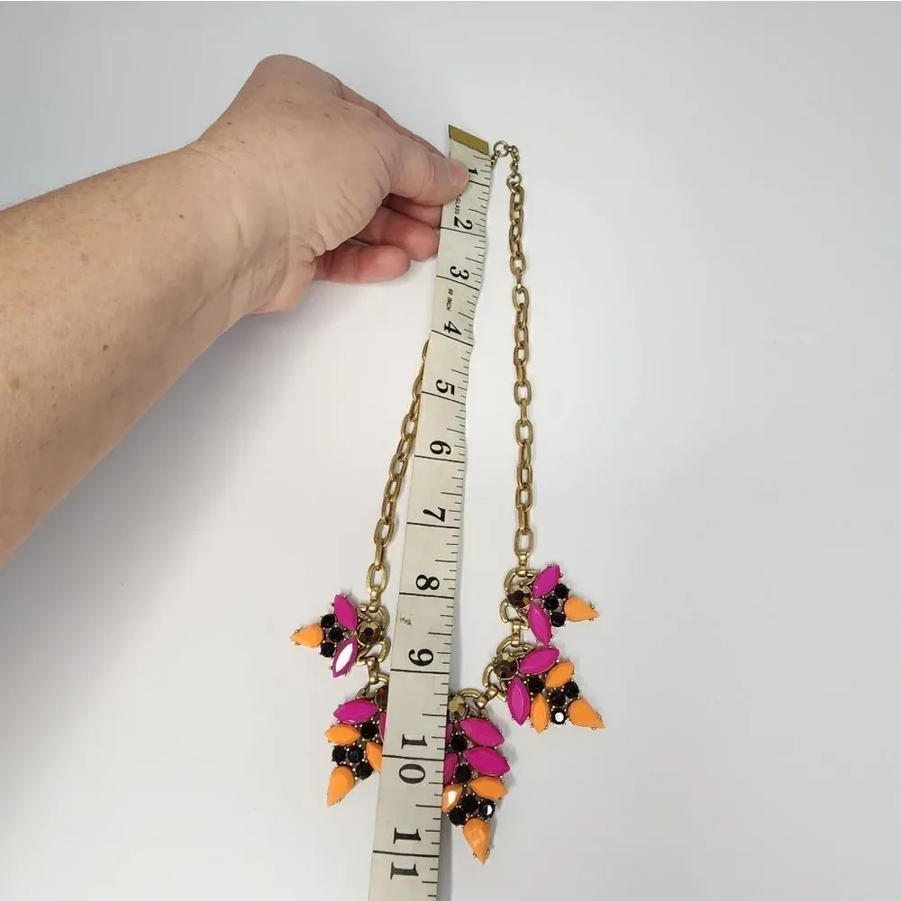 VINTAGE J CREW TUTTI FRUTTI GOLD TONE BIB NECKLACE